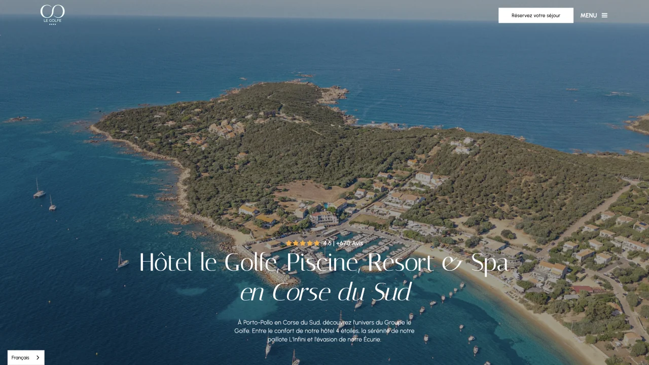 Preview of the Hôtel Porto Pollo website